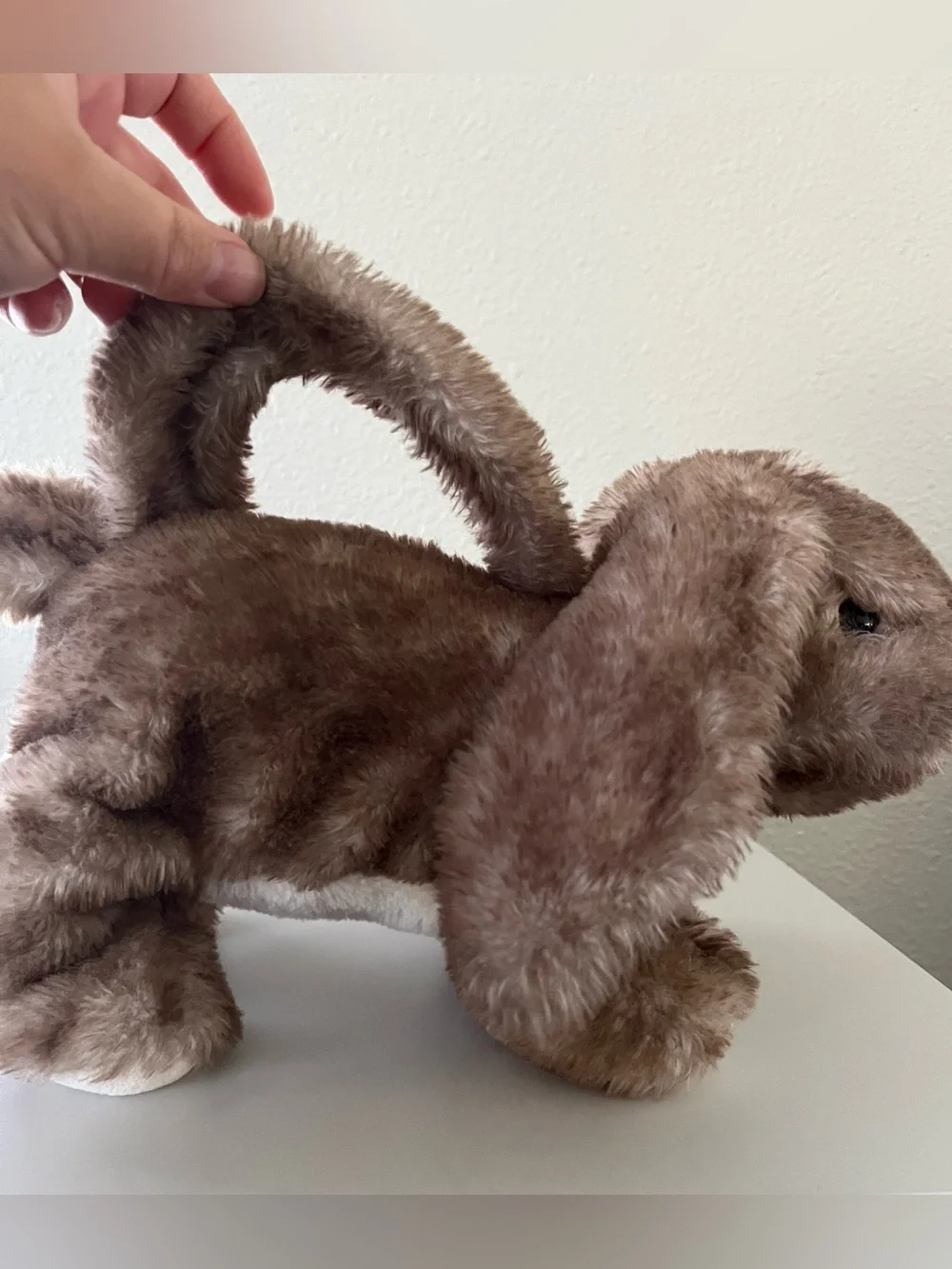Bunny Plush Carry Handbag, Lined With Zipper, Faux Fur